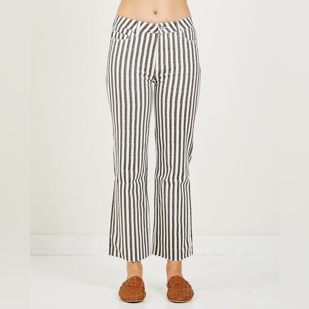 Paige Denim - Atley Striped Ankle Flare with Raw Hem